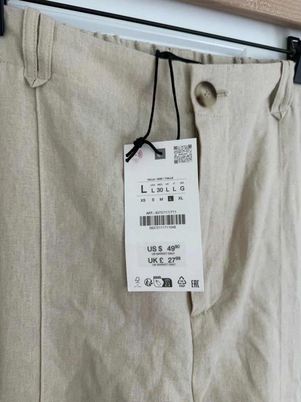 Zara Women's Linen Straight-Leg Chinos